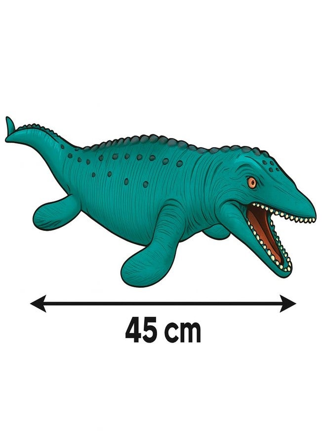 DTR Creation Mosasaurus Dinosaur Toy ? 45 cm Realistic Marine Dino Figure, Teal Green with Black Shading, Soft Rubber Prehistoric Animal Model for Kids - Image 4